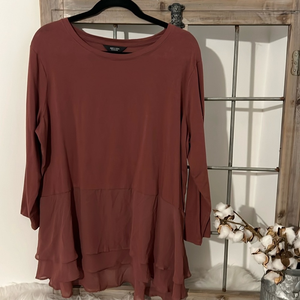 Simply Vera Vera Wang Brown Tunic with Relaxed Tiered Style